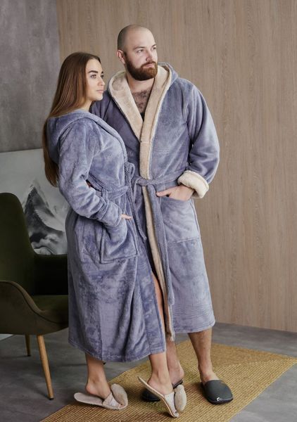 Фото Парні халати Family Look "Grey & Cappuccino" | Сірий (Велсофт) &ndash; купити в Bluebell Room