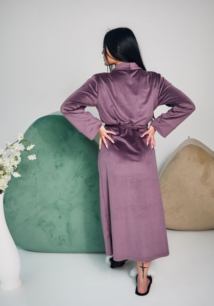 Фото Жіночий довгий халат Velour Luxe | Плюшевий велюр на бавовні (Лаванда) &ndash; купити в Bluebell Room