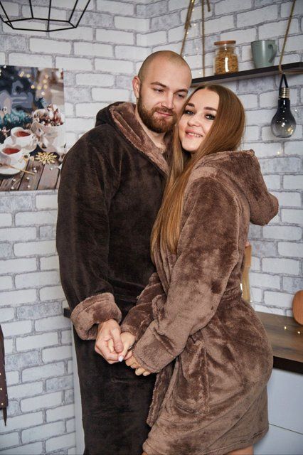 Фото Парні халати (Family Look) Шоколад | Чоловічий + Жіночий (Міді) &ndash; купити в Bluebell Room