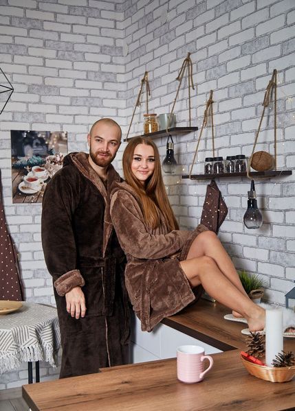 Фото Парні халати (Family Look) Шоколад | Чоловічий + Жіночий (Міді) &ndash; купити в Bluebell Room