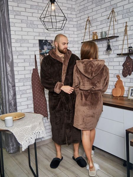 Фото Парні халати (Family Look) Шоколад | Чоловічий + Жіночий (Міді) &ndash; купити в Bluebell Room