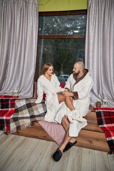 Фото Парні халати Family Look "Cream Harmony" | Крем та Шоколад (Велсофт) &ndash; купити в Bluebell Room