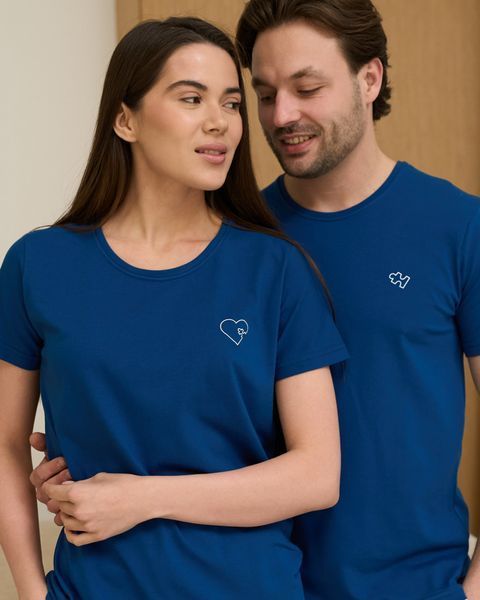 Фото Парні піжами для закоханих Family Look Пазл | Синій набір бавовняних піжам з шортами &ndash; купити в Bluebell Room