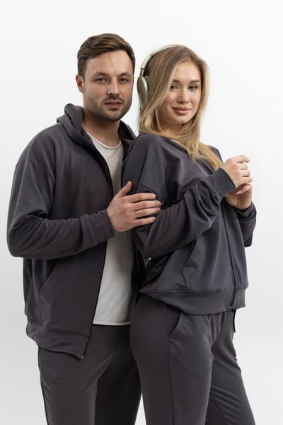 Фото Парні костюми на блискавці для закоханих Family Look | Набір графітових повсякденних комплектів &ndash; купити в Bluebell Room