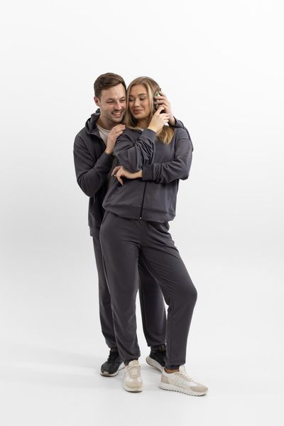Фото Парні костюми на блискавці для закоханих Family Look | Набір графітових повсякденних комплектів &ndash; купити в Bluebell Room