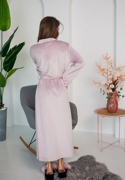 Фото Жіночий довгий халат Velour Luxe | Плюшевий велюр на бавовні (Пудра) &ndash; купити в Bluebell Room