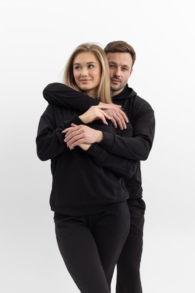 Фото Парні костюми з худі для закоханих Family Look | Набір чорних повсякденних комплектів &ndash; купити в Bluebell Room