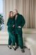 Парні плюшеві костюми Family Look | Жіноча піжама з чешками та чоловіче кімоно (Смарагд) 9017+4016-EMERALD фото 1