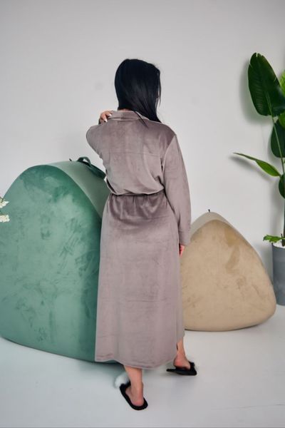 Фото Жіночий довгий халат Velour Luxe | Плюшевий велюр на бавовні (Капучіно) &ndash; купити в Bluebell Room